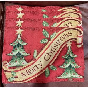 Windham Home Merry Christmas (4) Placemats 12x18" And Table Runner 72"